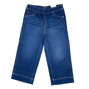 Chicos Pants NEW Womens Size 2.5 (US 14) Pull On Wide Leg Crop Morgana Indigo